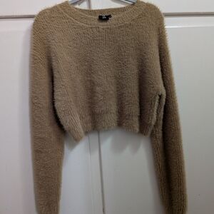 Elegant Fuzzy Tan Sweater